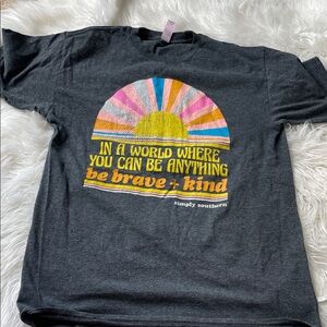 Simply Southern Charcoal Tee with Colorful Sunburst